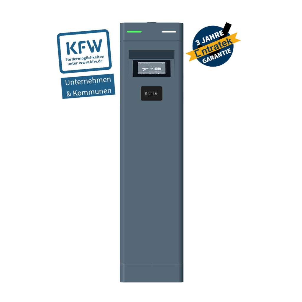Entratek Doppelladestation Power Arrow Dual 2 x 22 kW (KfW 442) mit Steckdose & MID-Stromzähler